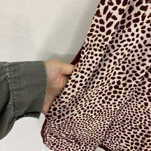 LOGO Lori Goldstein Brown Cream Animal Print Pocket Stretch Casual Top XL - Picture 9 of 10